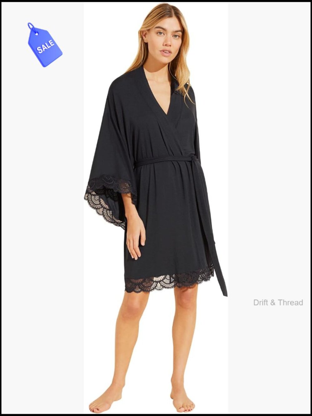 Womens Kimono Robe Tie Closure Long Sleeve Lightweight Modal Nightwear